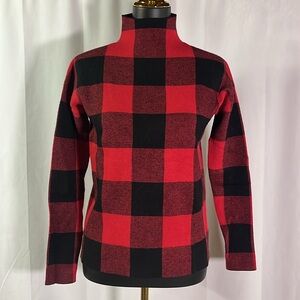Tommy Bahama Red & Black Buffalo Check Plaid Long Sleeve Mock Neck Sweater